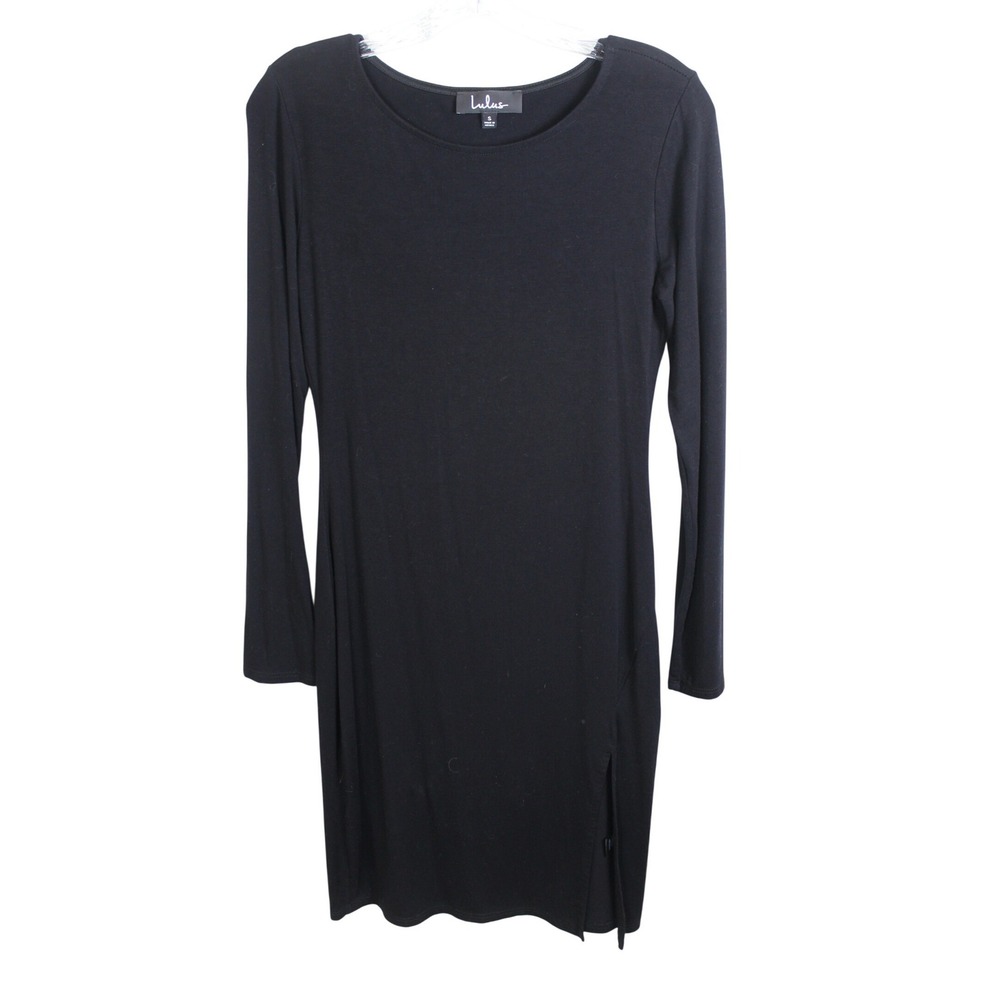 Lulus Black Long Sleeve Bodycon Mini Dress Side Slit D14171HRL Mens‎ S